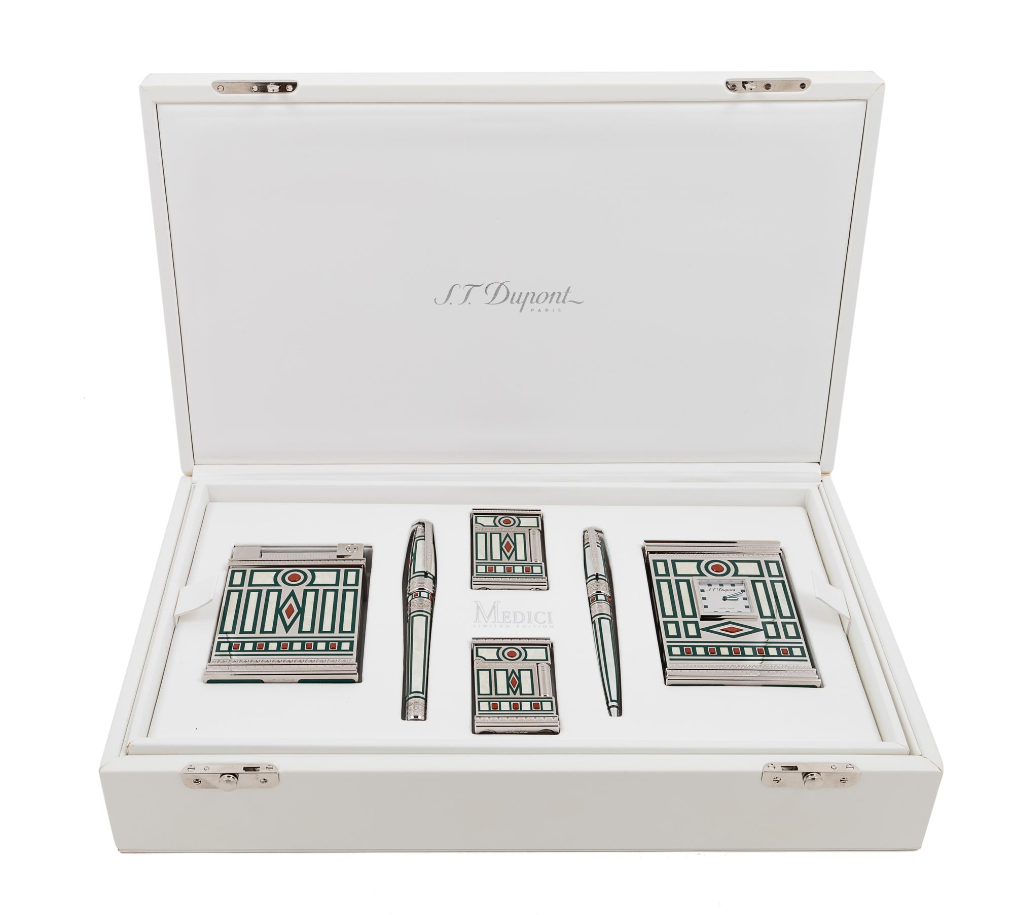 An S.T. Dupont Medici Six-Piece Pen and Lighter Set