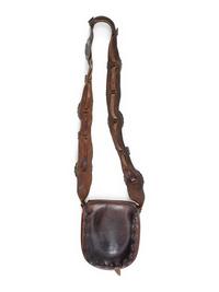 Navajo Leather Bag, with Silver and Turquoise Conchas