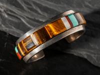Cobblestone Inlaid Silver Cuff Bracelet