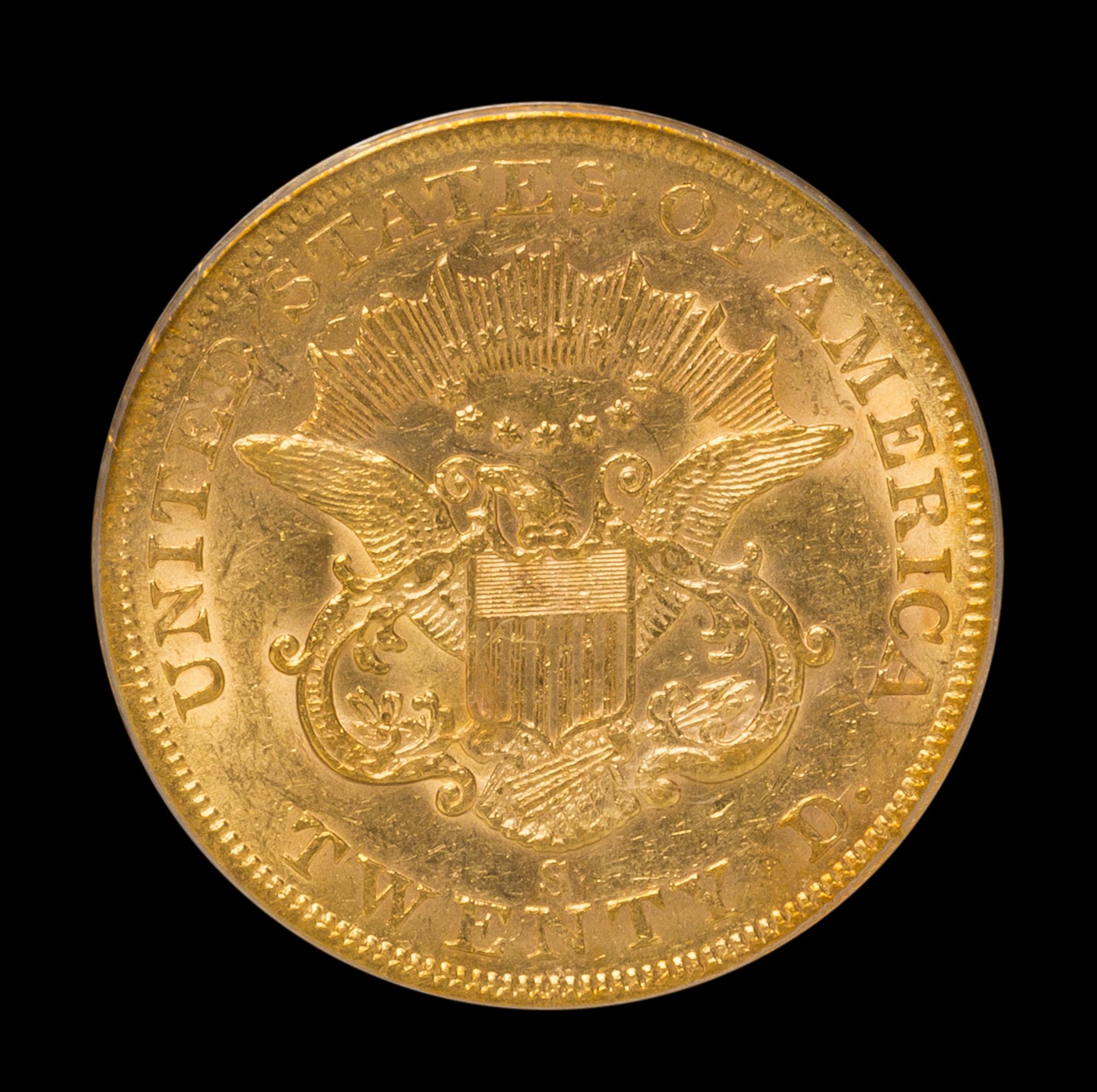 A United States 1858-S Liberty Head $20 Gold Coin