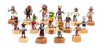 A Group of Fifteen Hopi Kachina Dolls Height of tallest 2 inches. — Bess Yanez