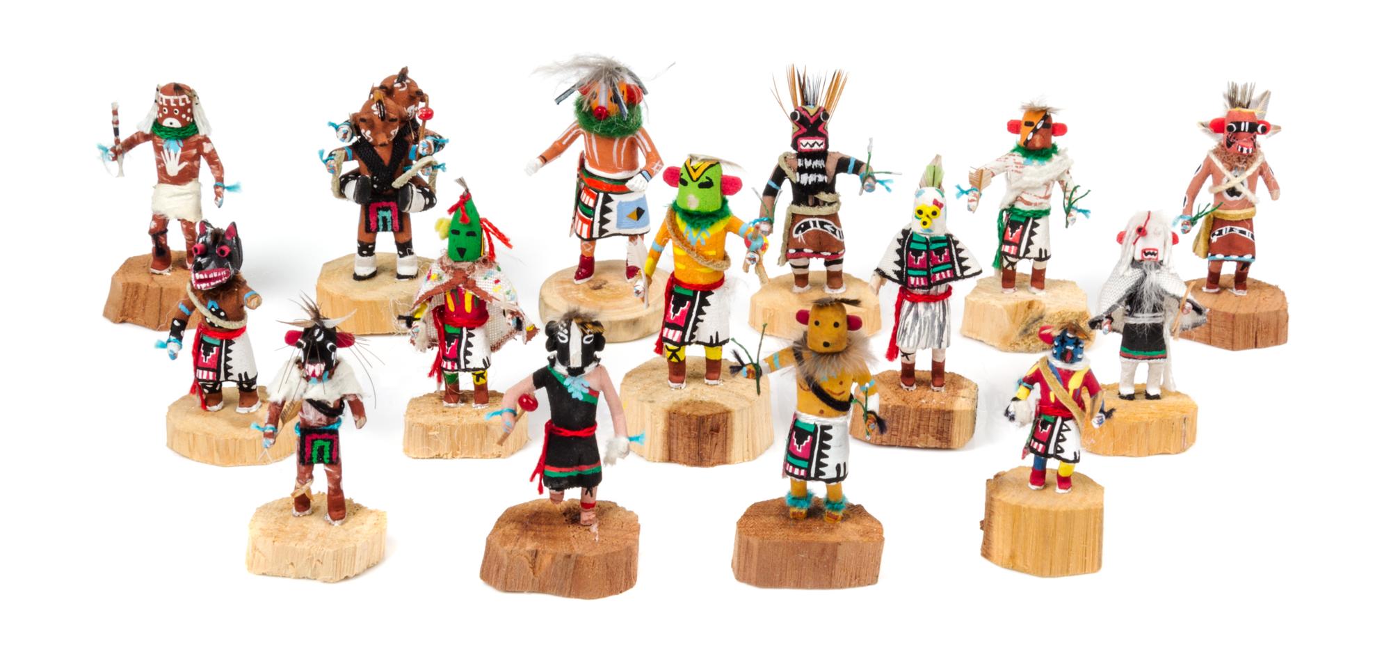 A Group of Fifteen Hopi Kachina Dolls Height of tallest 2 inches. — Bess Yanez