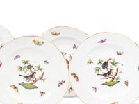 A Set of Ten Herend Rothschild Bird Porcelain Salad Plates