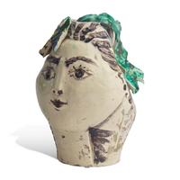 Pablo Picasso (Spanish, 1881-1973) — Tête de Femme Couronnée de Fleurs (Pichet), Unique Ceramic, 1954