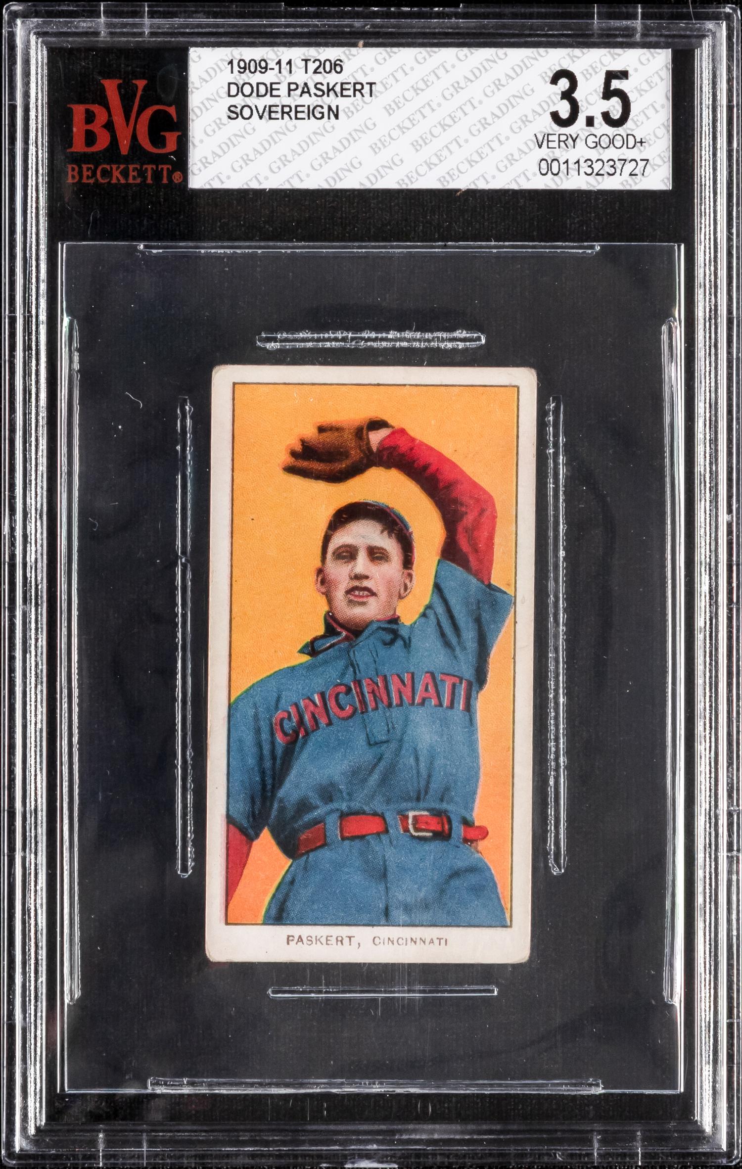 A 1909-11 T206 Dode Paskert Baseball Card (Sovereign) BVG 3.5 VG+