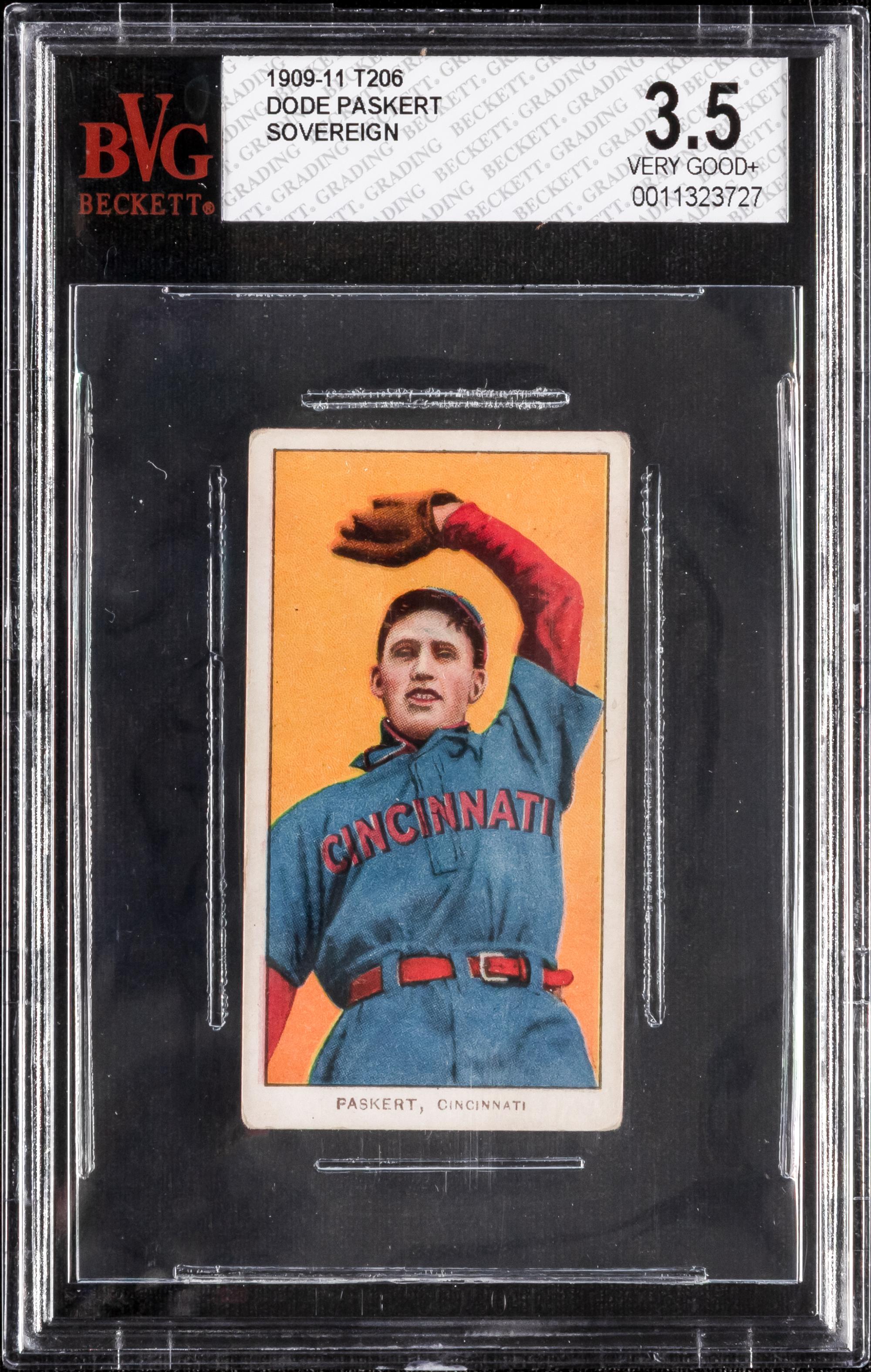 A 1909-11 T206 Dode Paskert Baseball Card (Sovereign) BVG 3.5 VG+