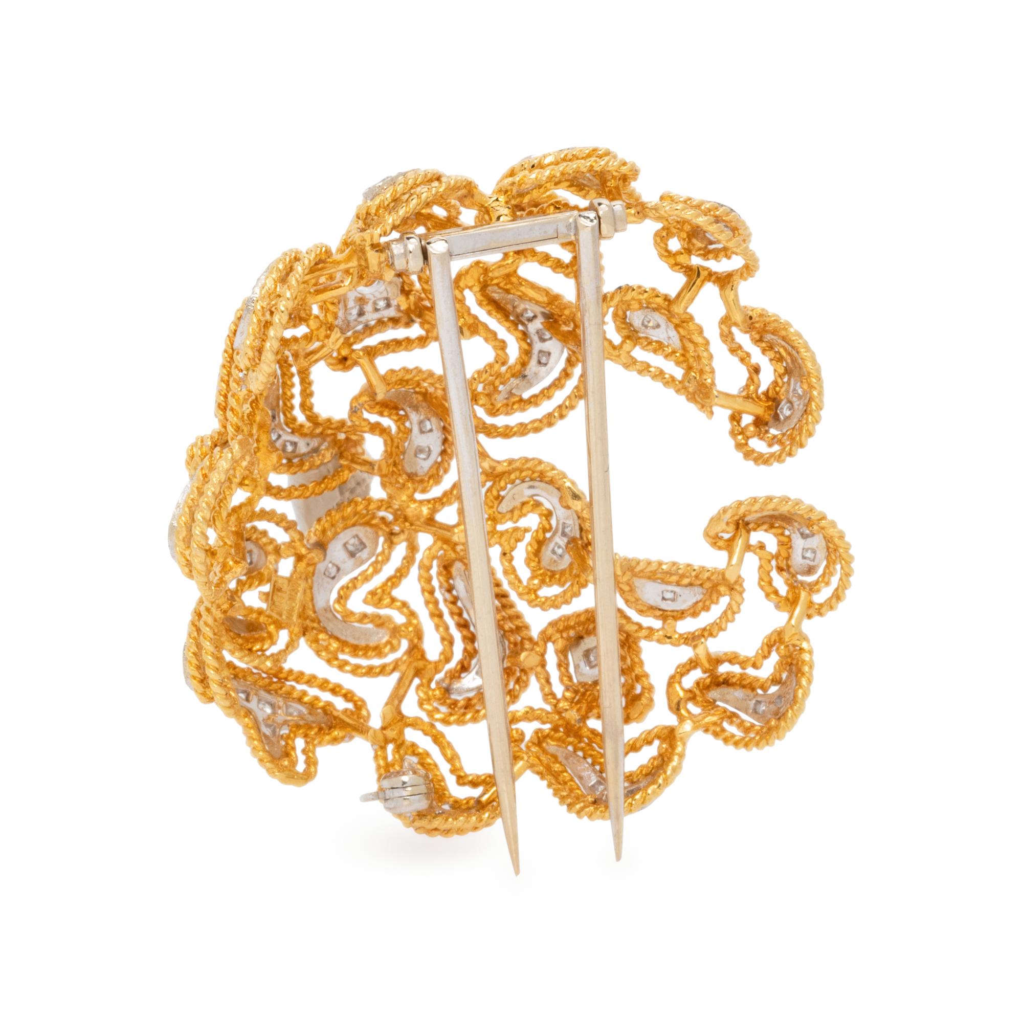 BICOLOR GOLD AND DIAMOND BROOCH