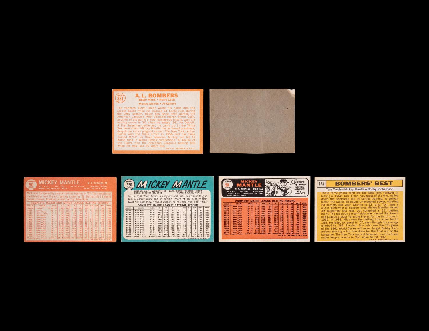 A Group of Six 1960s Mickey Mantle Baseball Cards
