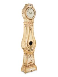 A Gustavian Polychrome Decorated Morbier-Form Clock