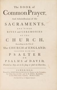 [BINDING]. BOOK OF COMMON PRAYER, English. Cambridge: Baskerville, 1762. Contemporary black turkey gilt.