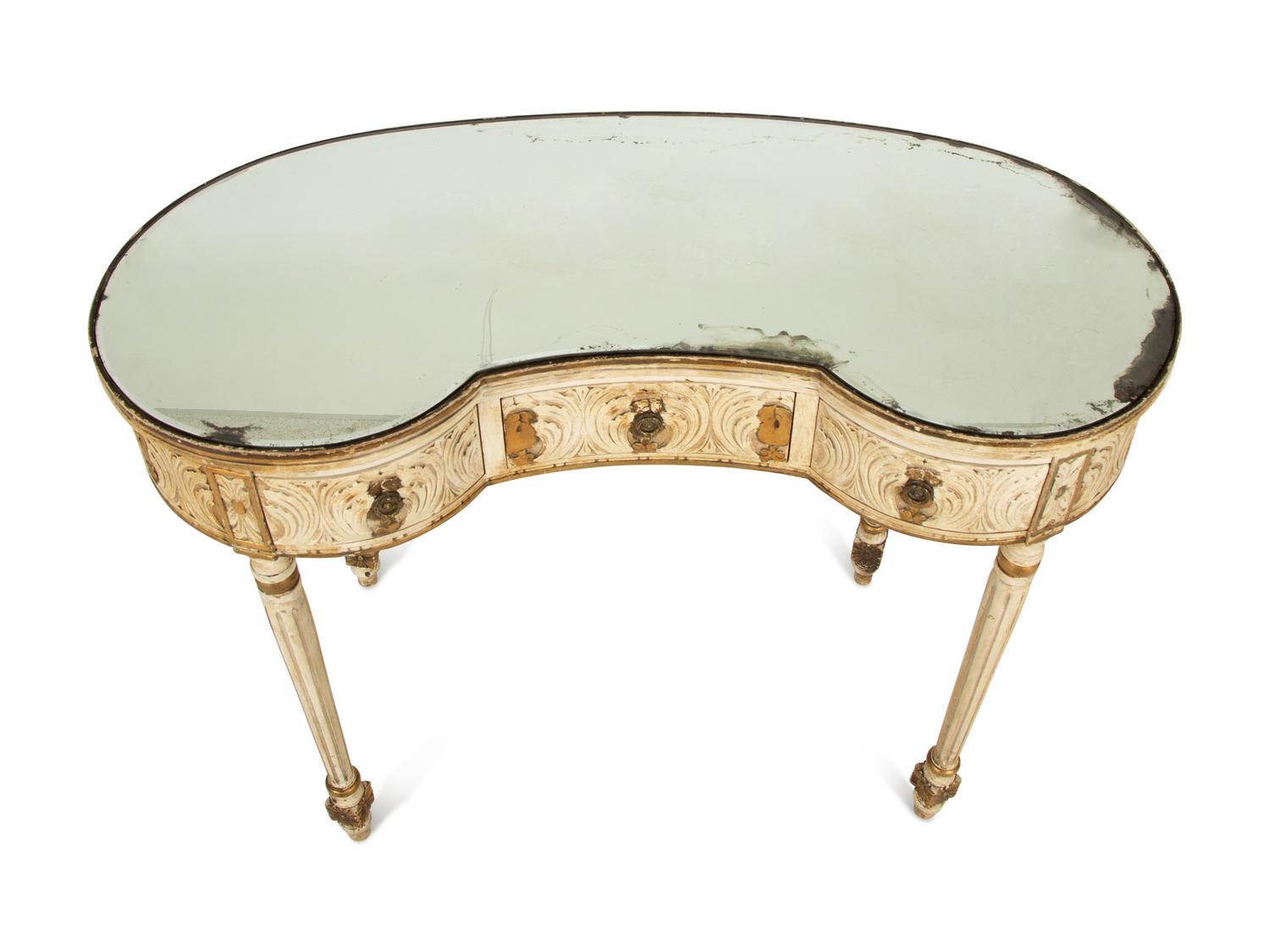 A Louis XVI Style Painted Reniform Dressing Table