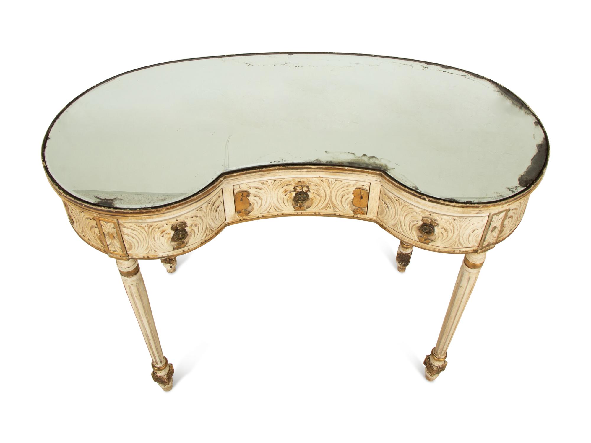 A Louis XVI Style Painted Reniform Dressing Table