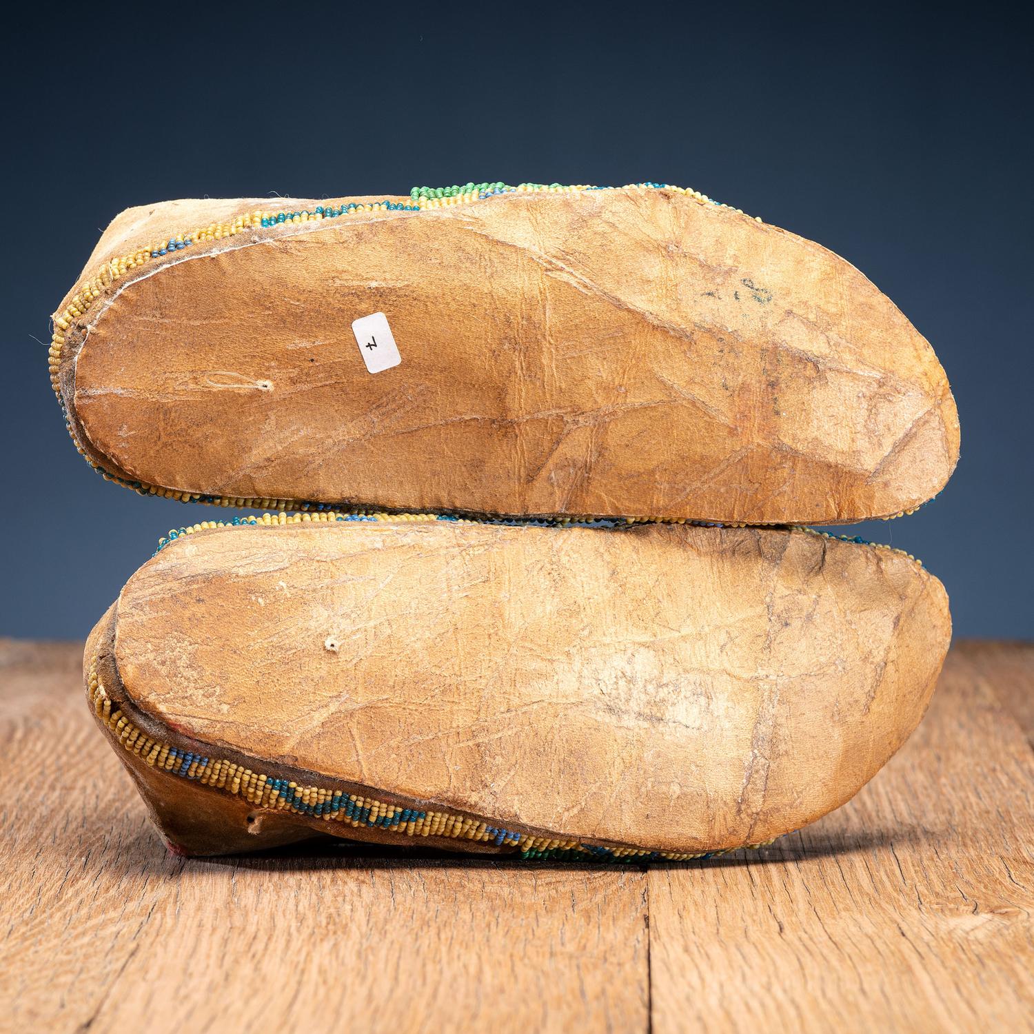 Northern Plains Beaded Hide Moccasins