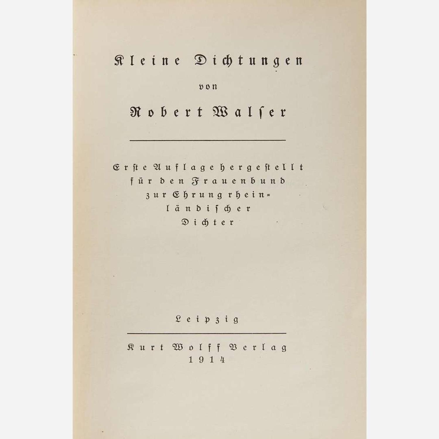 [Literature] Walser, Robert Group of 11 Titles