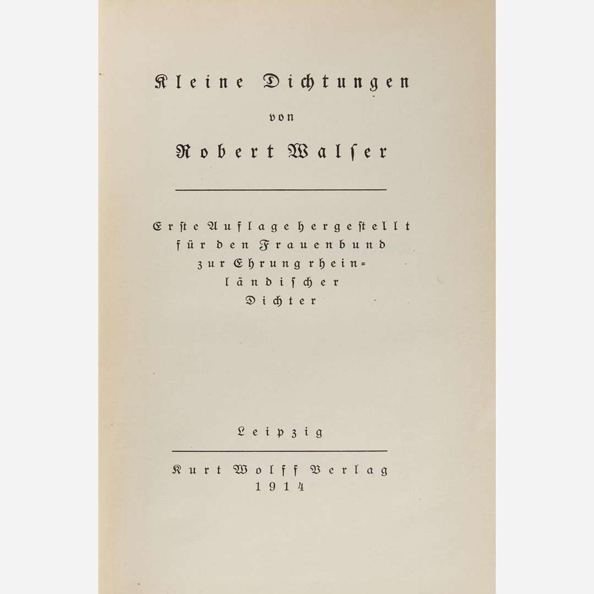 [Literature] Walser, Robert Group of 11 Titles