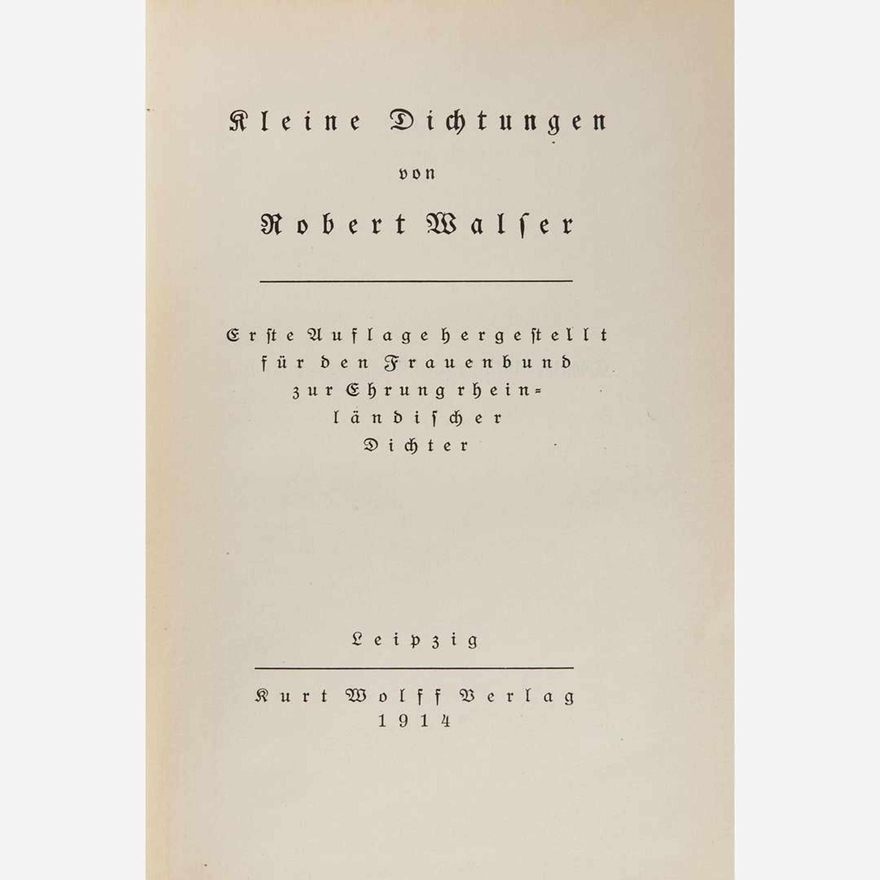 [Literature] Walser, Robert Group of 11 Titles