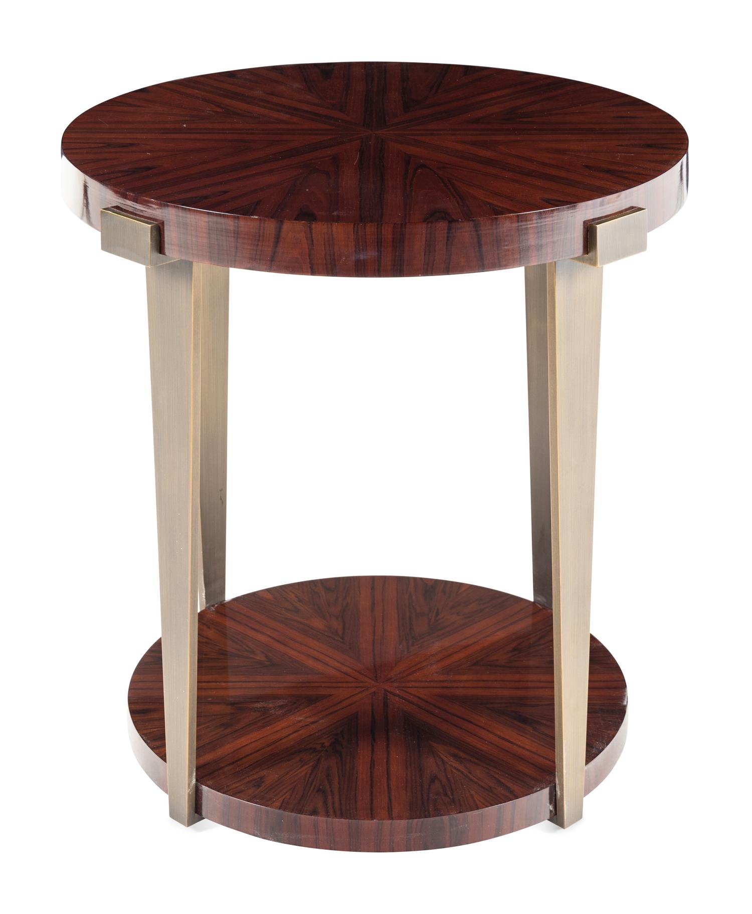 A Bolier Simulated Rosewood and Bronze Side Table