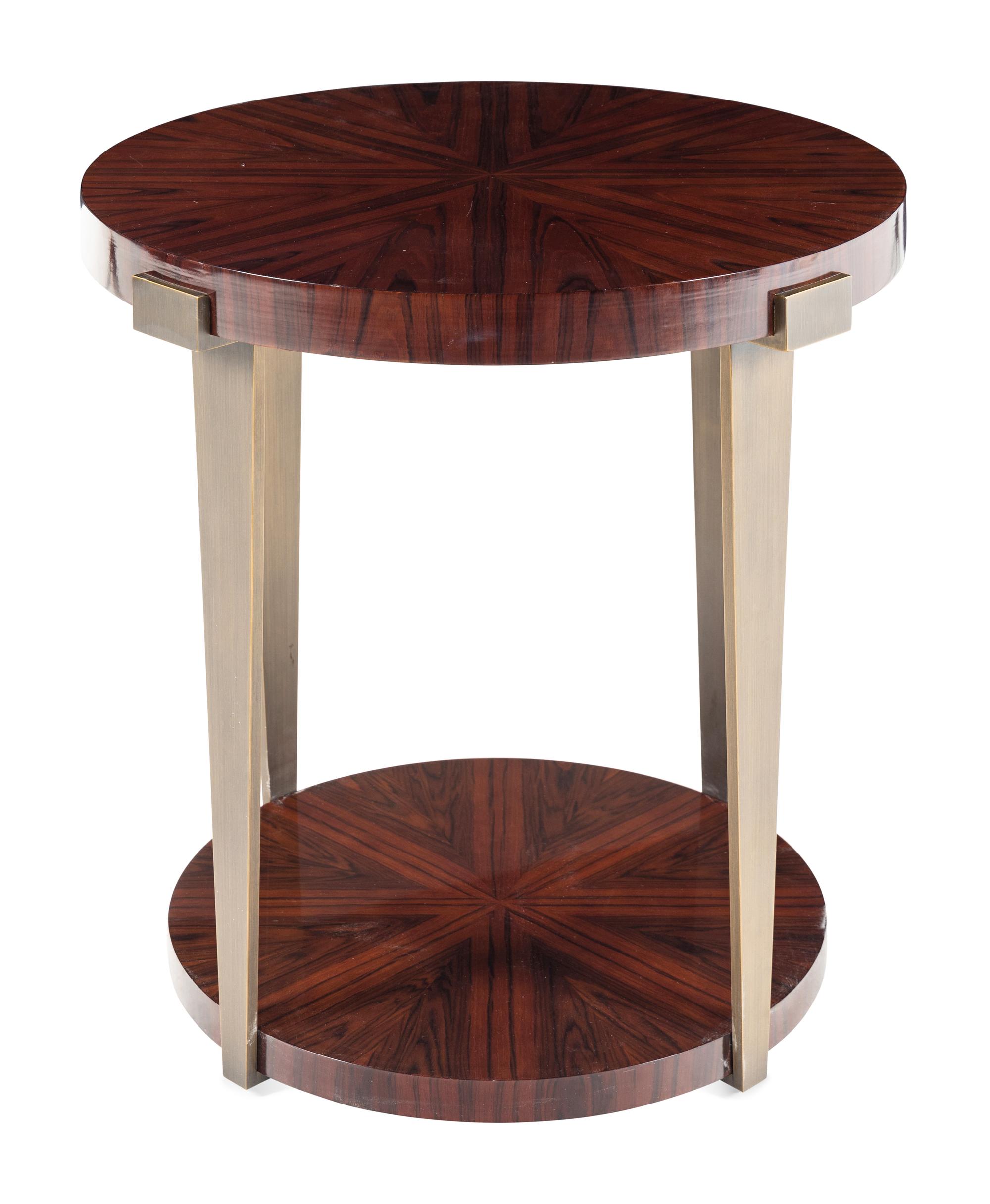 A Bolier Simulated Rosewood and Bronze Side Table