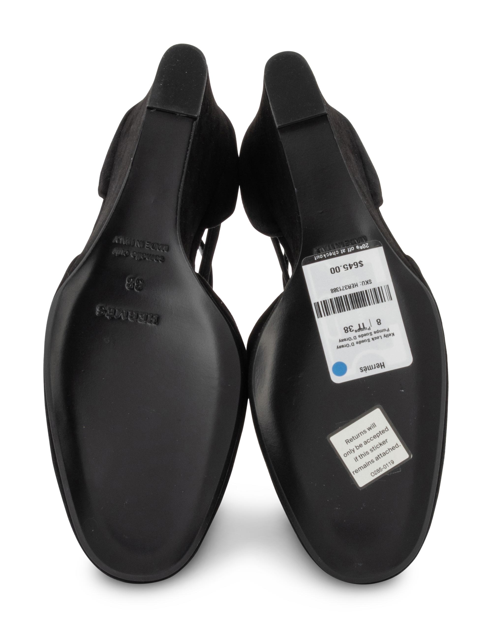 Hermès Black Suede Lively Wedge