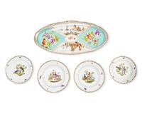 A Meissen Porcelain Platter and a Set of Four Bowls