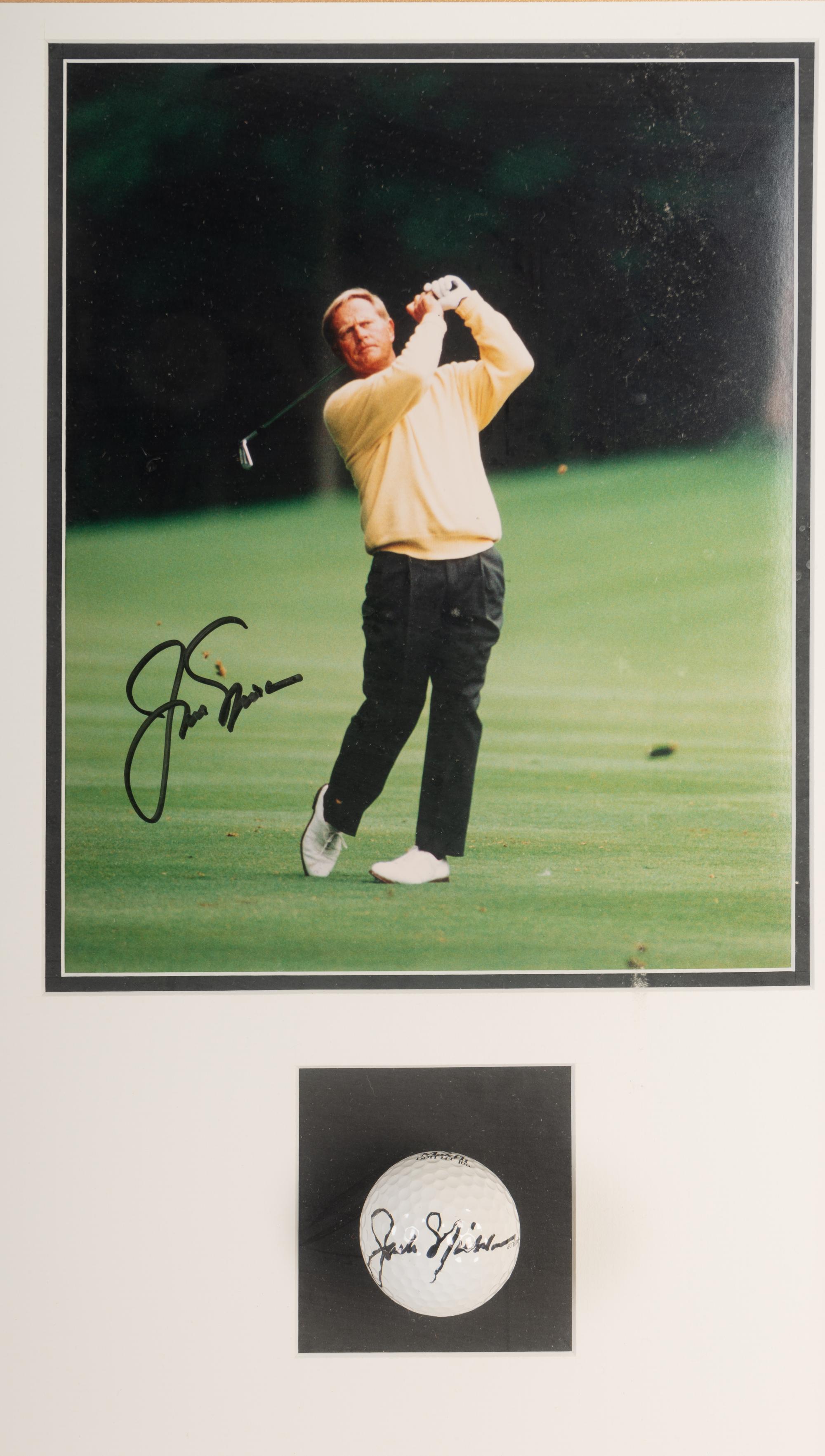 A Jack Nicklaus, Arnold Palmer and Gary Player "Big Three" Signed Autograph Golf Ball and Photograph Shadowbox Display,