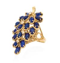 A 14 Karat Yellow Gold, Lapis Lazuli and Diamond Ring, 5.80 dwts.