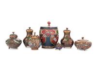 Seven Cloisonné Covered Jars