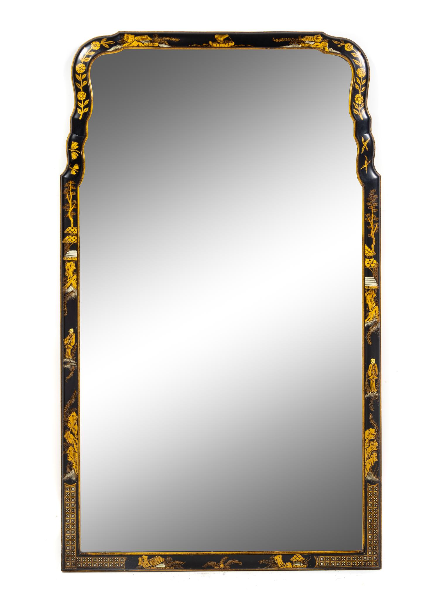 A Queen Anne Style Japanned Pier Mirror
