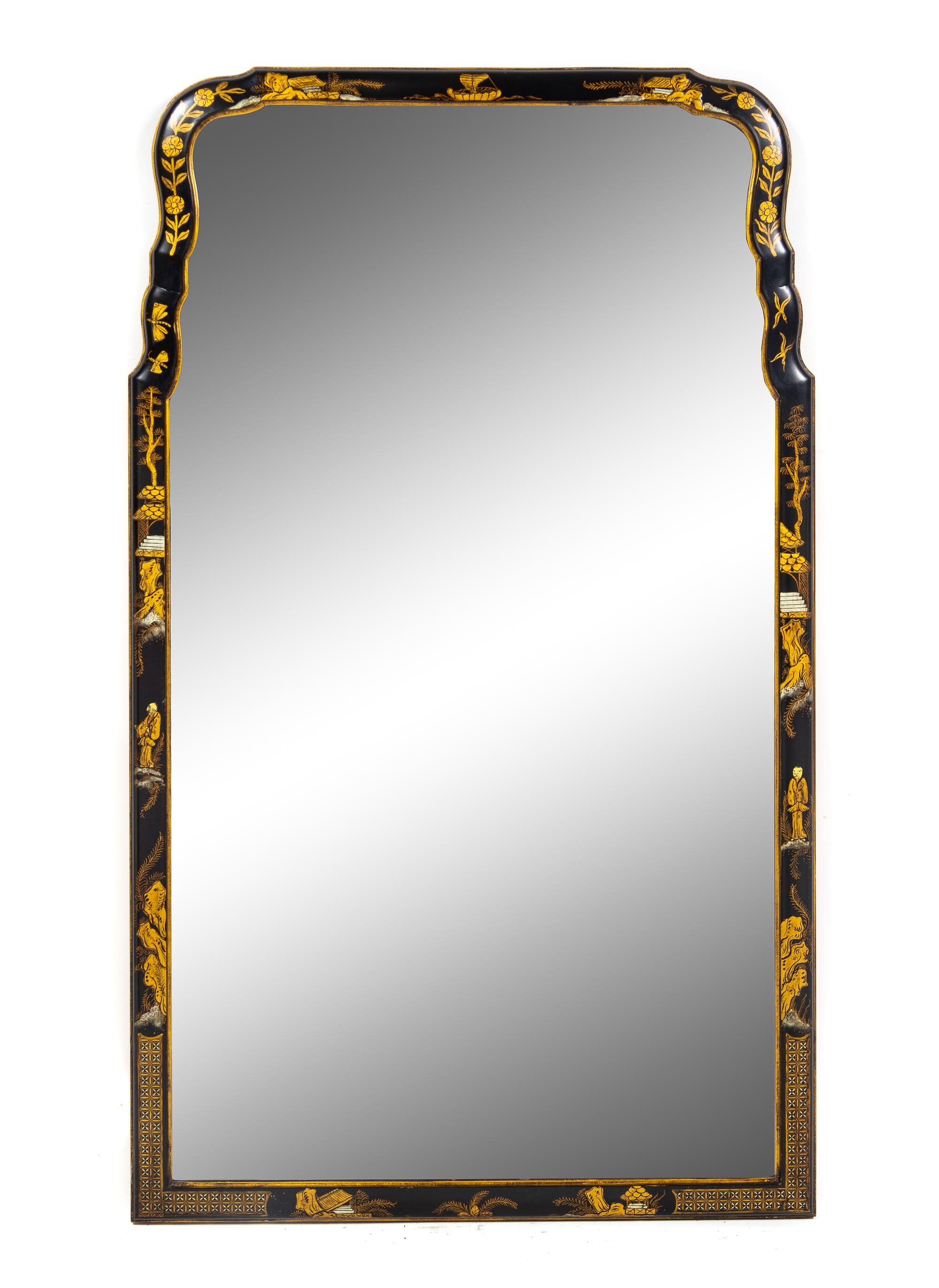 A Queen Anne Style Japanned Pier Mirror