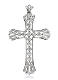 An Antique Platinum and Diamond Cross Pendant, 6.00 dwts.