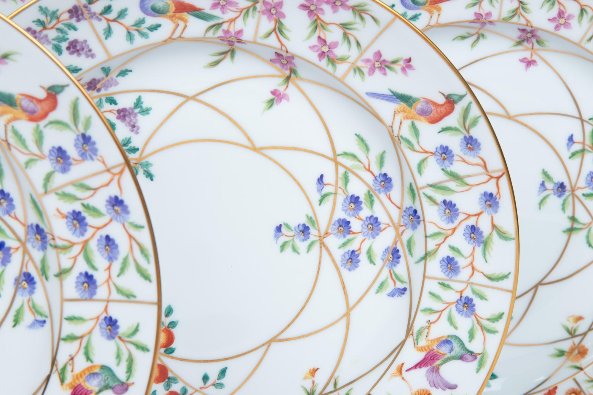 A Set of Six Le Tallec Pastorale Hand-Painted Porcelain Plates