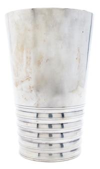 A Silvered Metal Vase Height 10 inches.