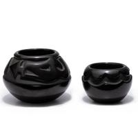 Carved Blackware Jars
