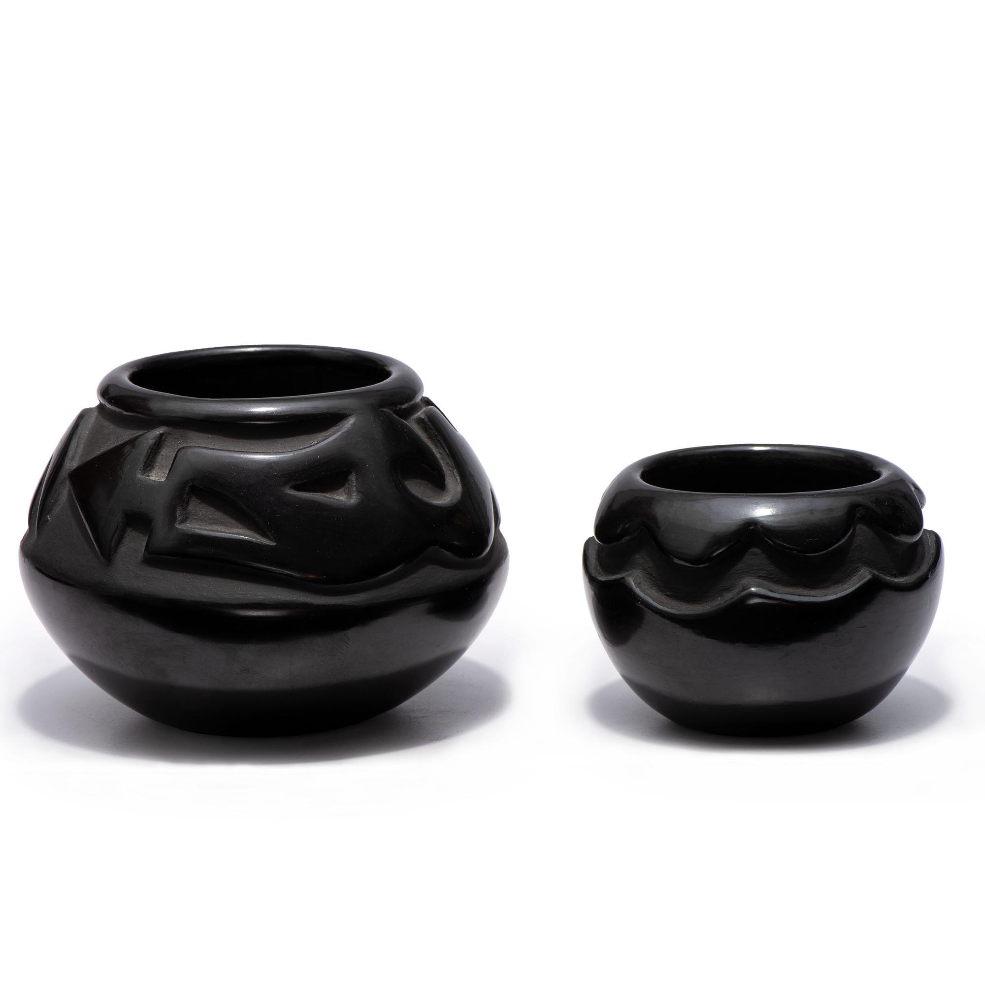 Carved Blackware Jars