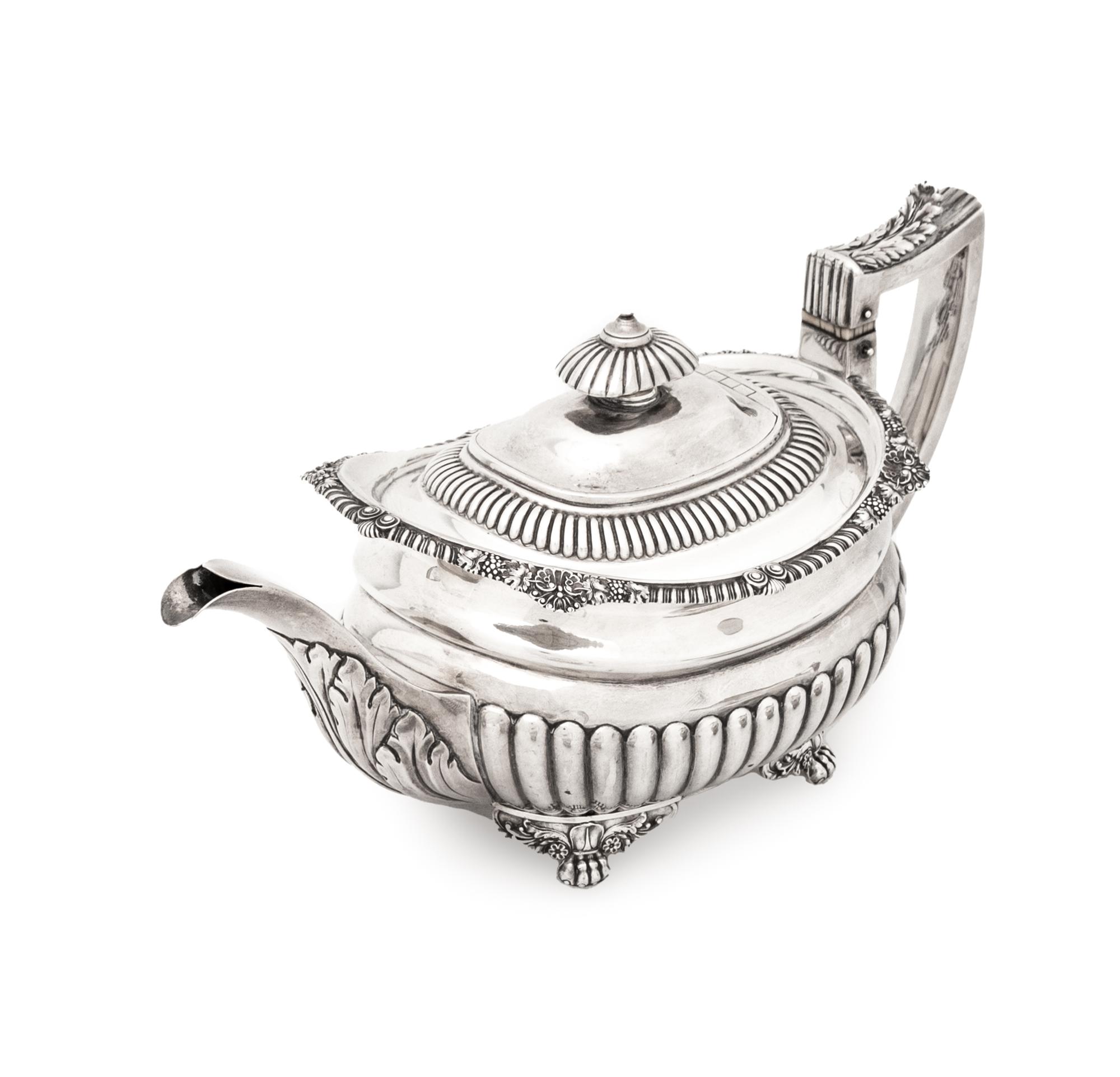 An English Silver Three-Piece Tea Service