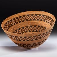 Yokut Polychrome Storage Basket, with Lightning Design