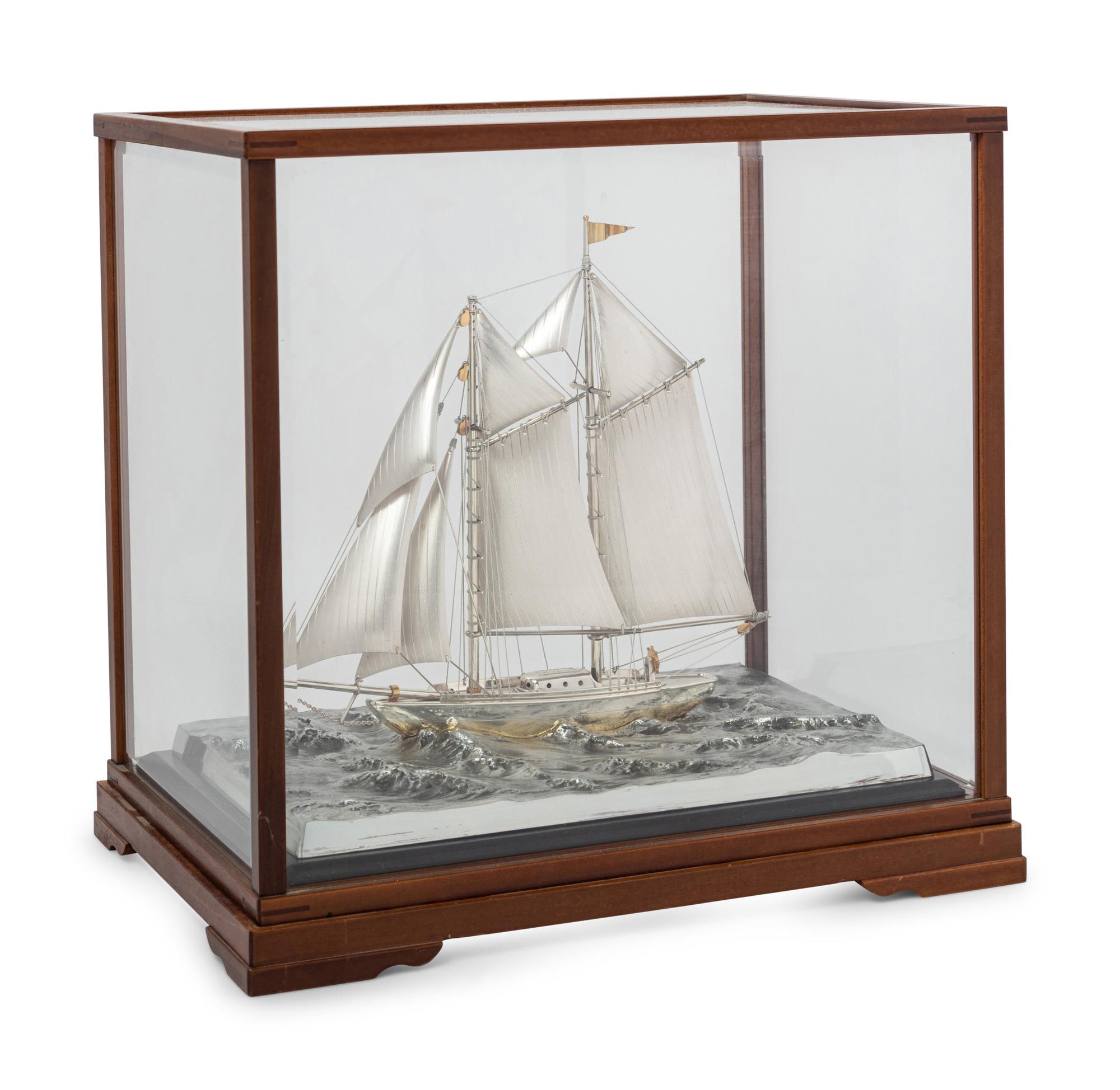 A Japanese Silver Model of a Yacht