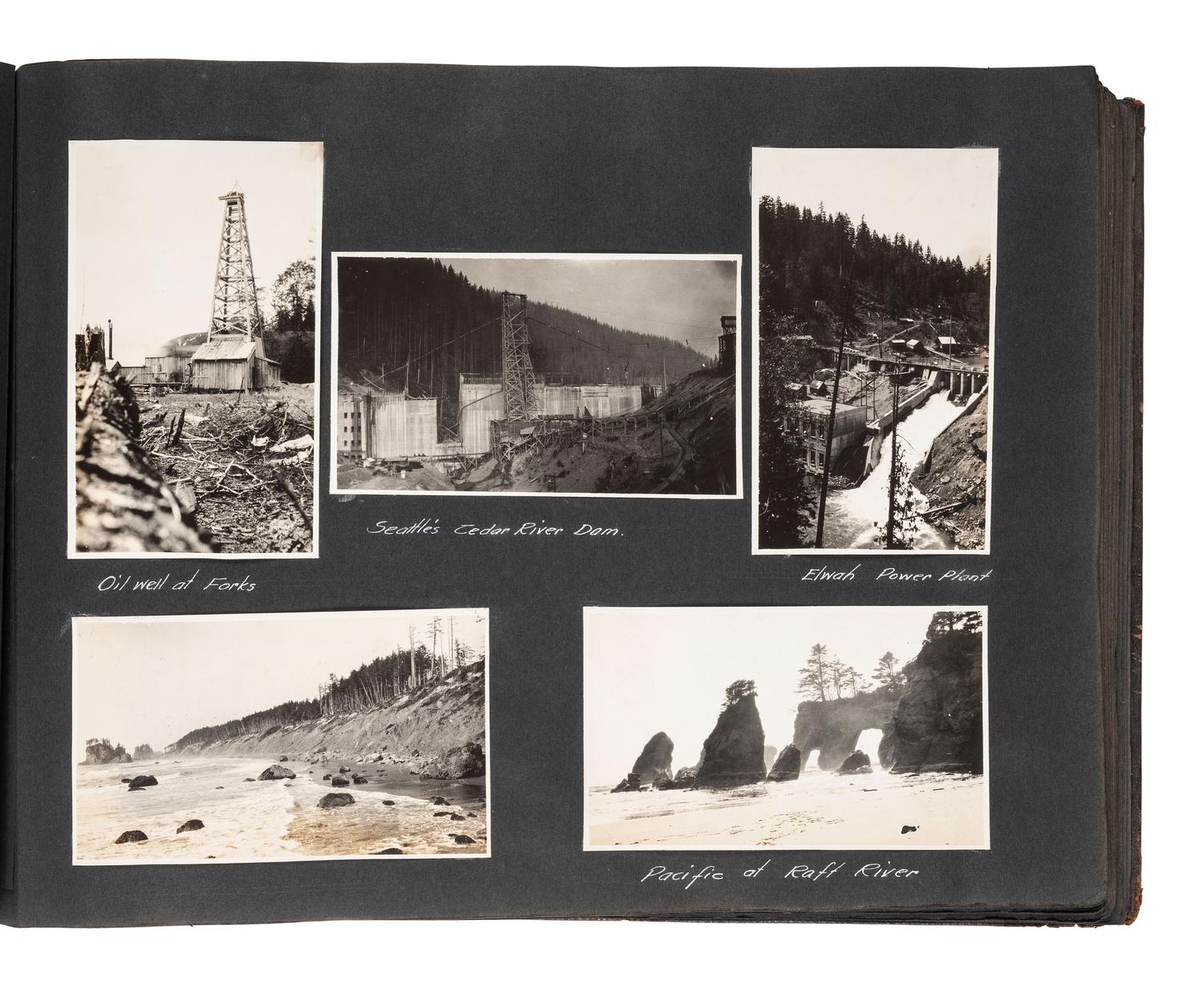 [NATIVE AMERICANS] -- [WESTERN AMERICANA & CANADA]. Album containing photographs of Native American subjects and scenic views of the Western United States and Canada. Ca 1910s.