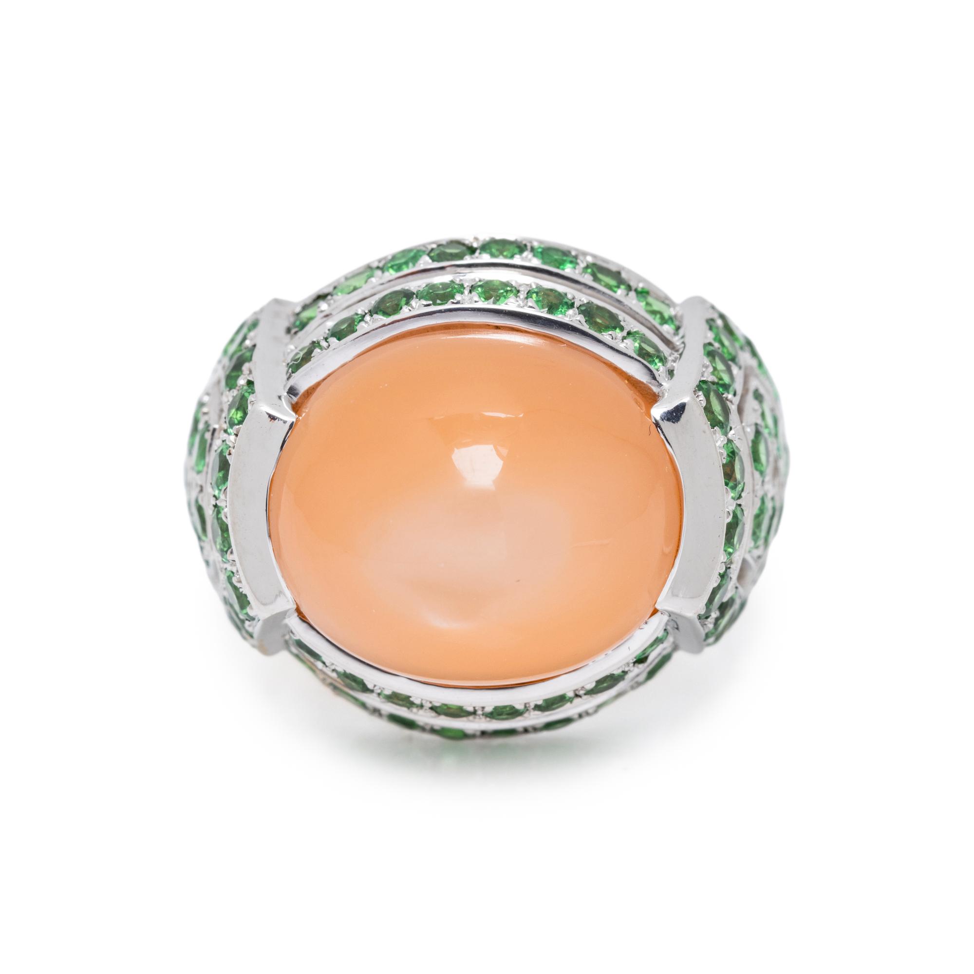 BOUCHERON, CAT'S EYE QUARTZ AND DEMANTOID GARNET RING