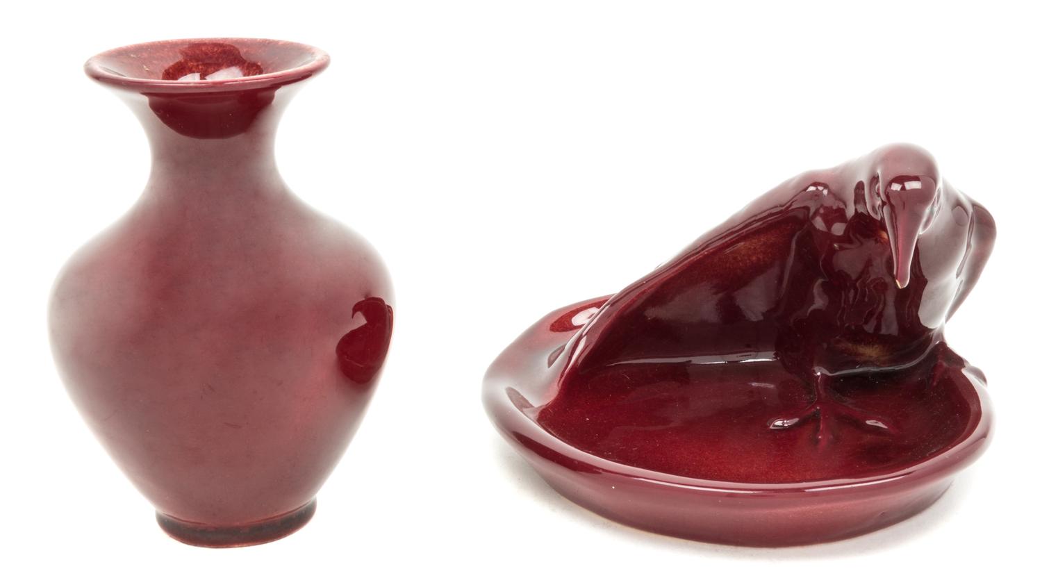 Two Rookwood Production Pottery Articles Width of first 7 3/4 inches. — TRAY DATED 1949