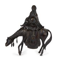 A Chinese Bronze Figure of Shoulao on Horseback — 20TH CENTURY