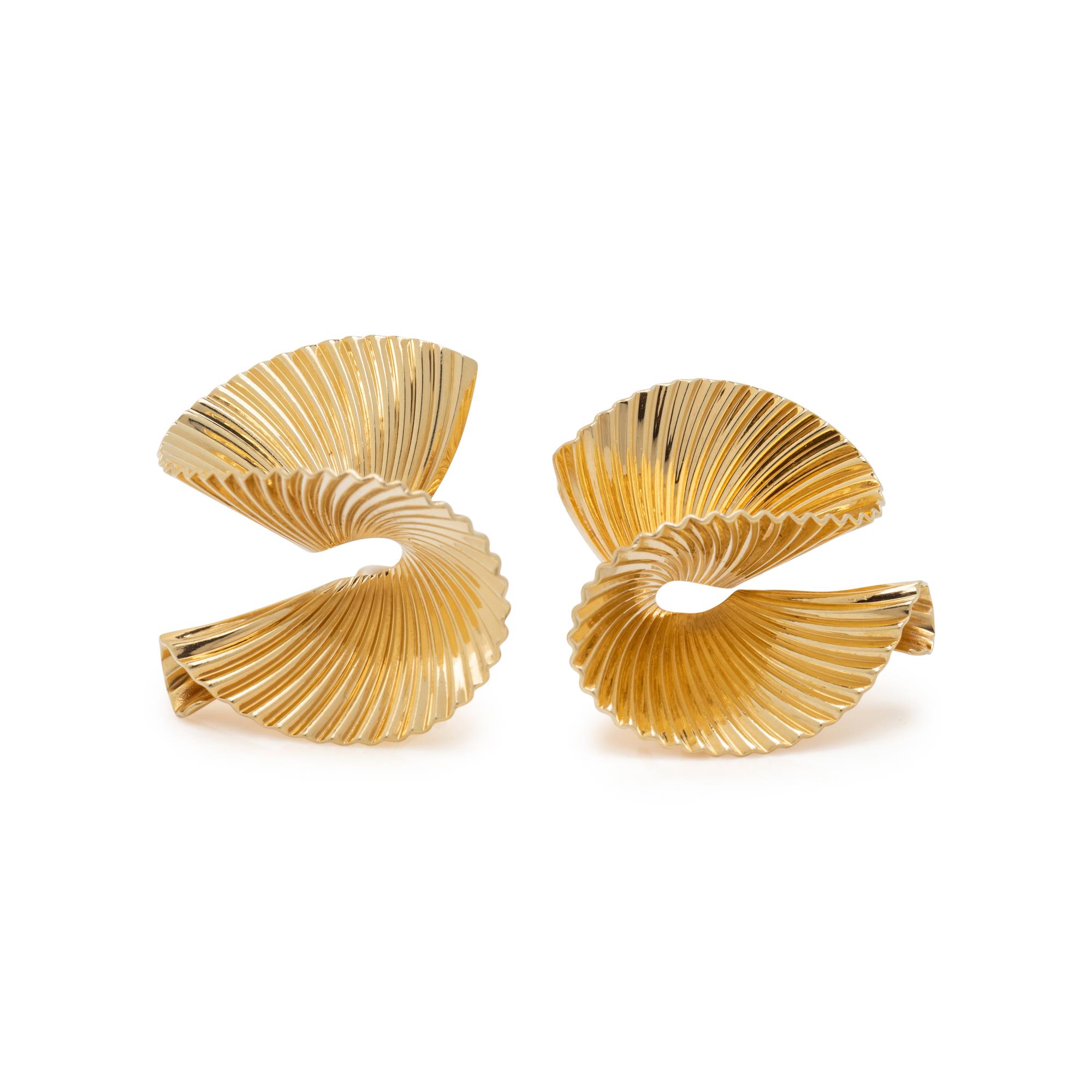 YELLOW GOLD TWIST EARCLIPS