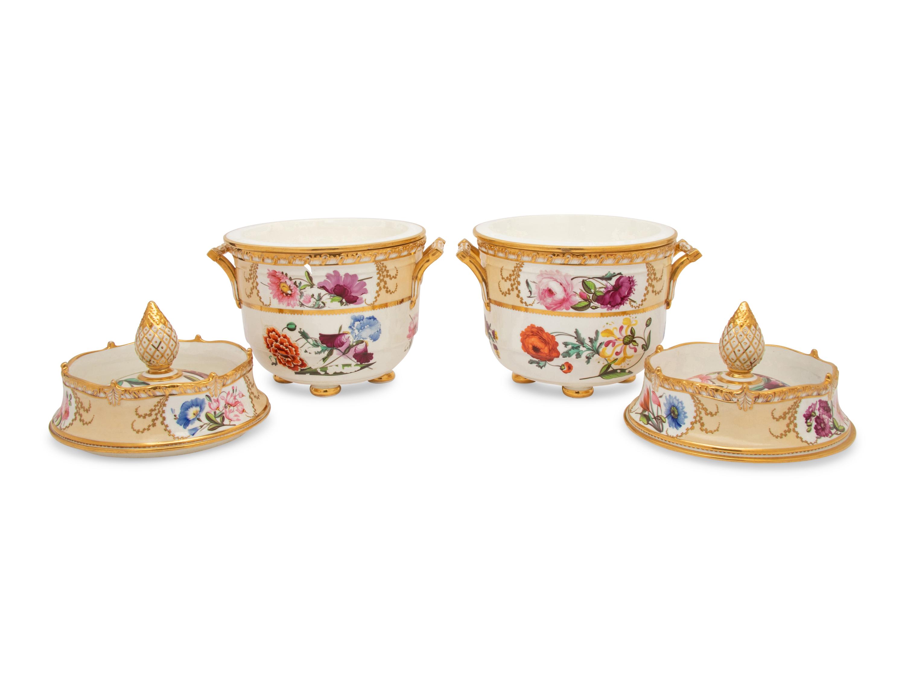A Pair of Coalport Porcelain Fruit Coolers