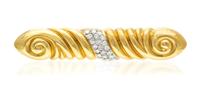 An 18 Karat Yellow Gold, Platinum and Diamond Bar Brooch, Chaavae, 11.60 dwts.