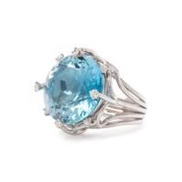AQUAMARINE AND DIAMOND RING