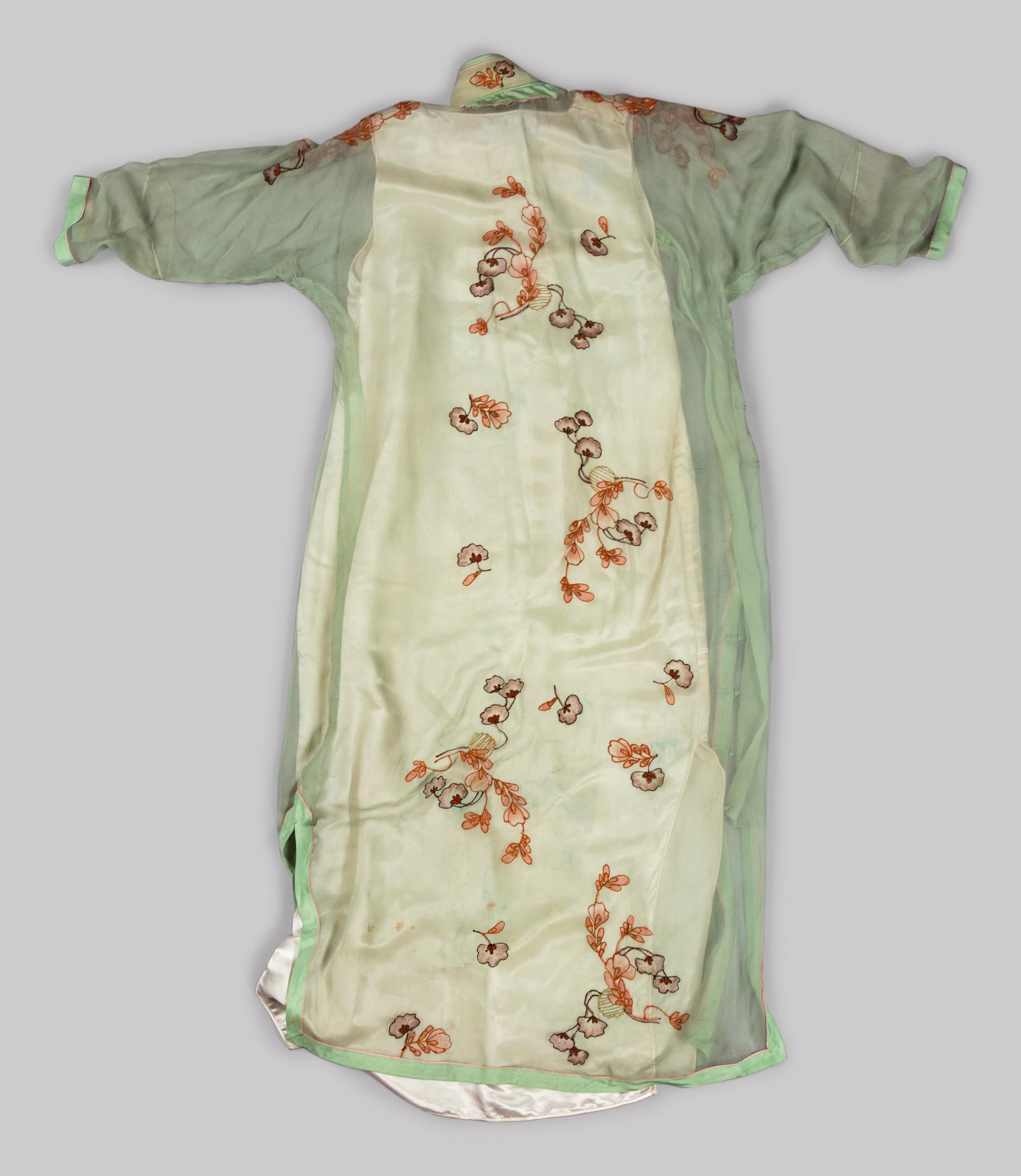Three Chinese Embroidered Silk Ladies' Cheongsam, Qipao