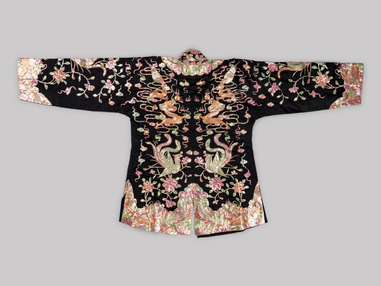 Two Sets of Embroidered Silk Wedding Gowns