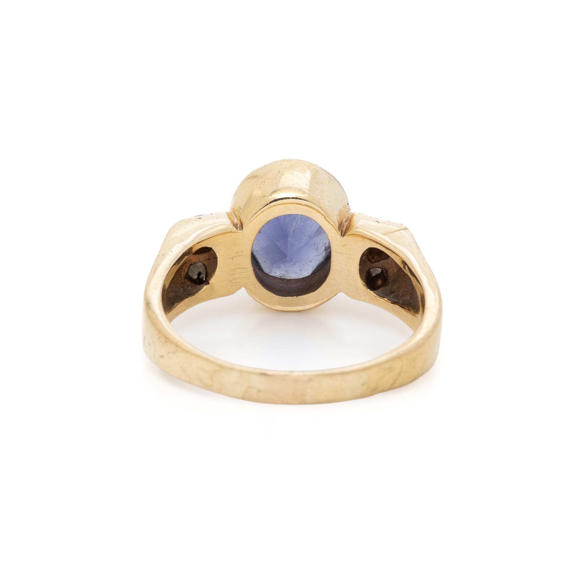 IOLITE AND DIAMOND RING