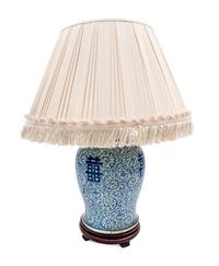 A Chinese Export Blue and White Porcelain Vase Mounted as a Lamp
