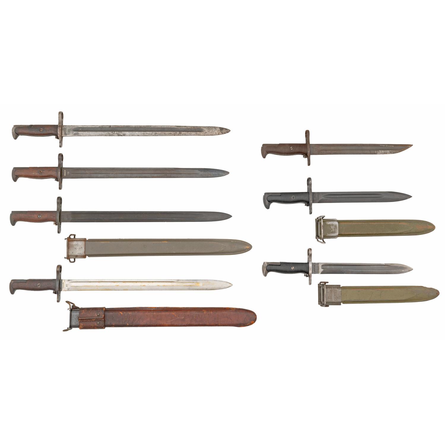 7 US World War I & II Bayonets: (4) M1905 and (2) M1905-EE1 and (1) M1